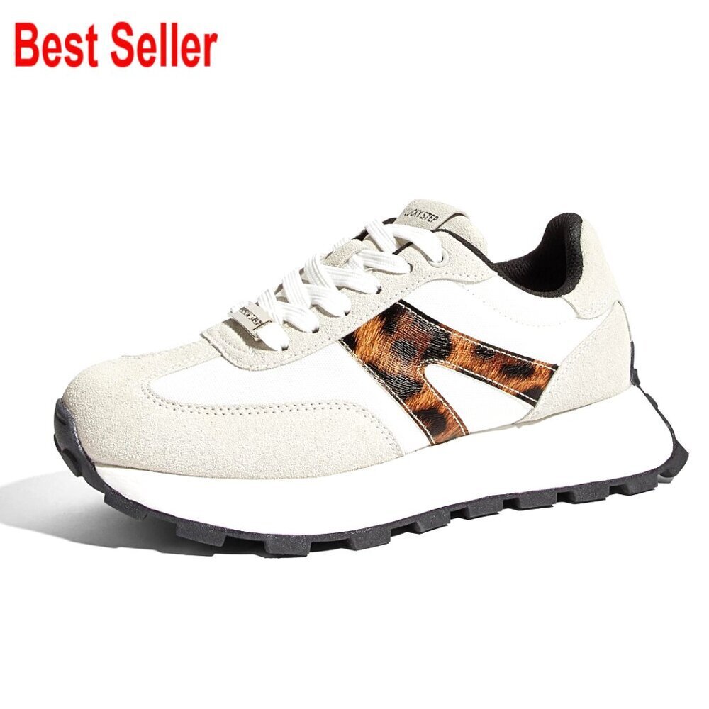 Women's Platform Sneakers Retro Lace-Up Casual Walking Shoes